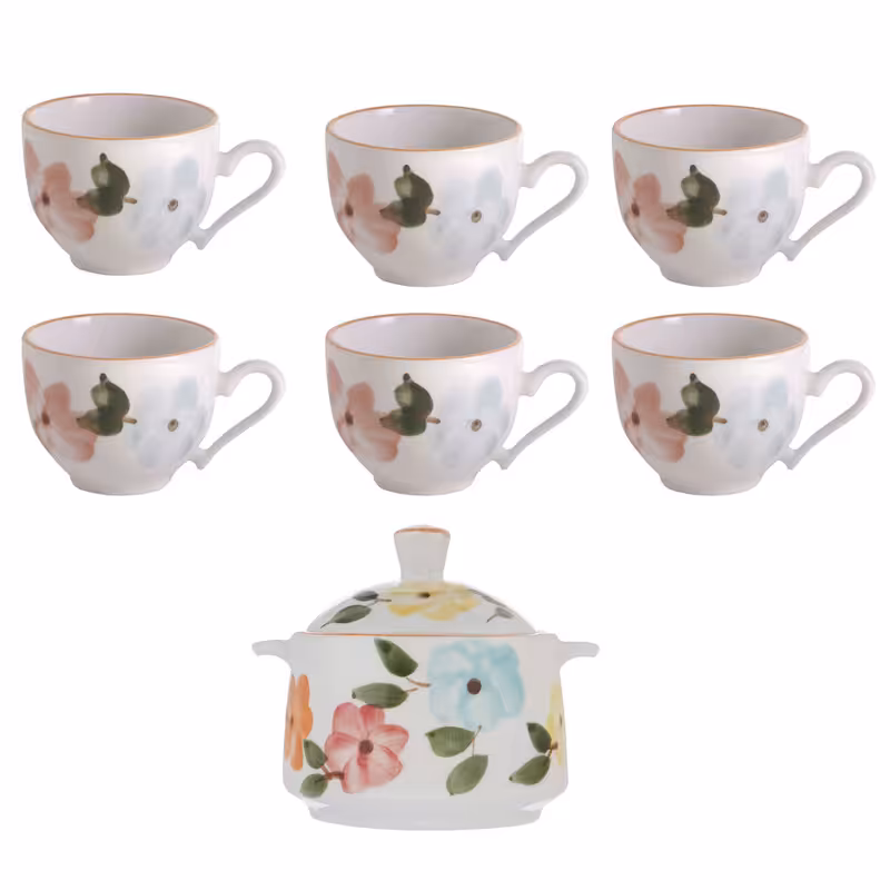 سرویس چای خوری 8 پارچه طرح بهار گل ها ( پس کرایه )