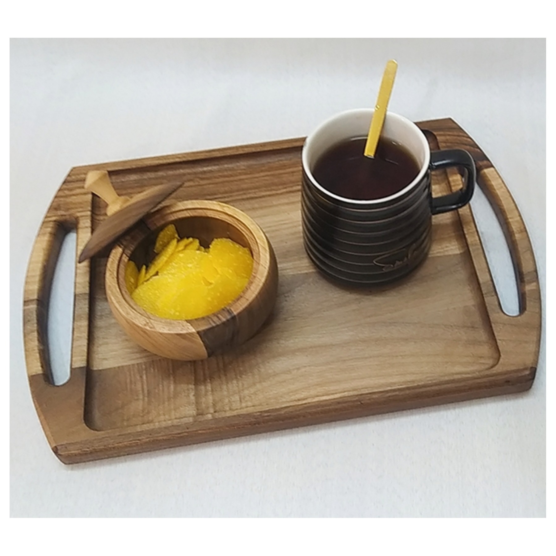 سینی دسته دار چوبی سایز 36 در 24 سانتی متر