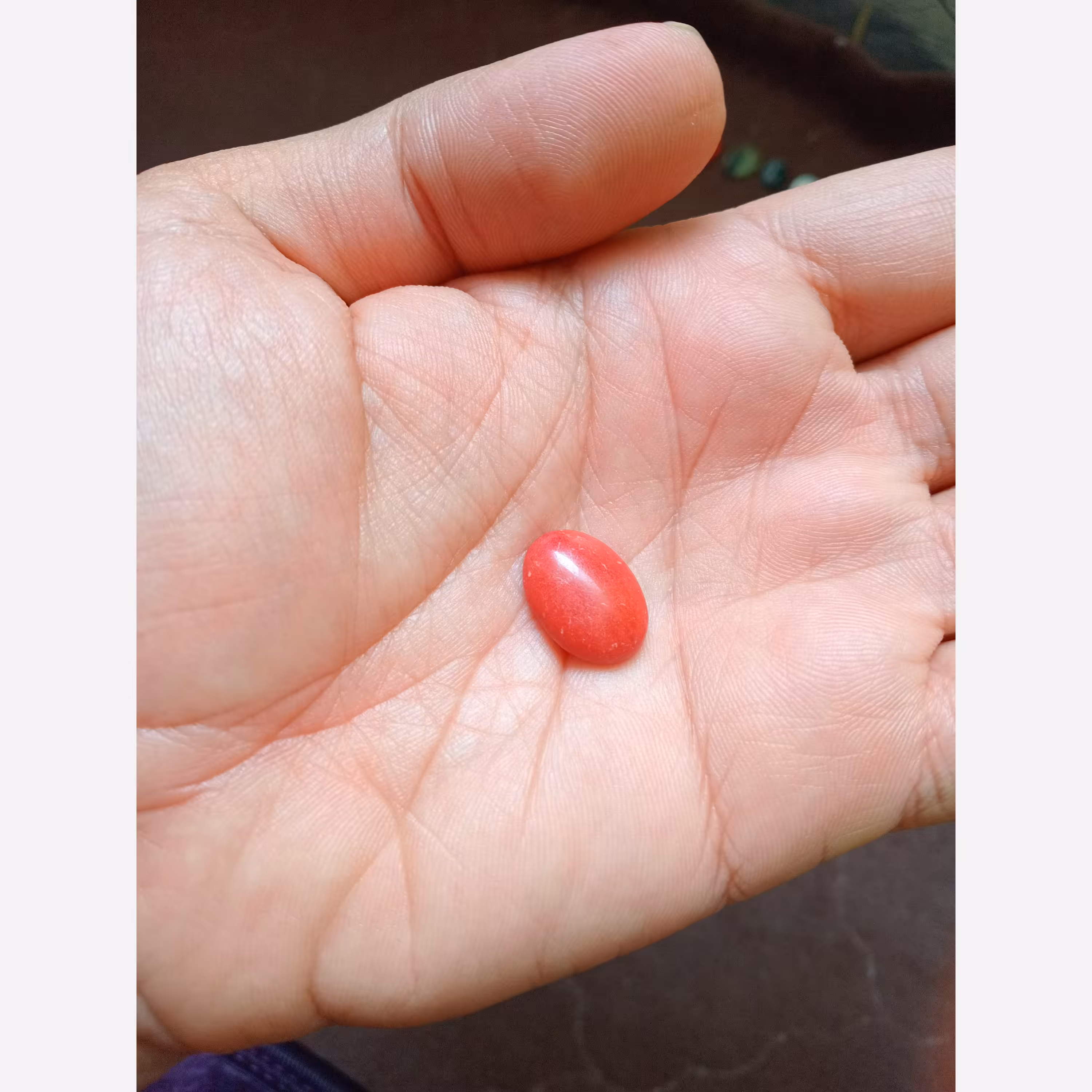 نگین سنگ جید نارنجی بیضی