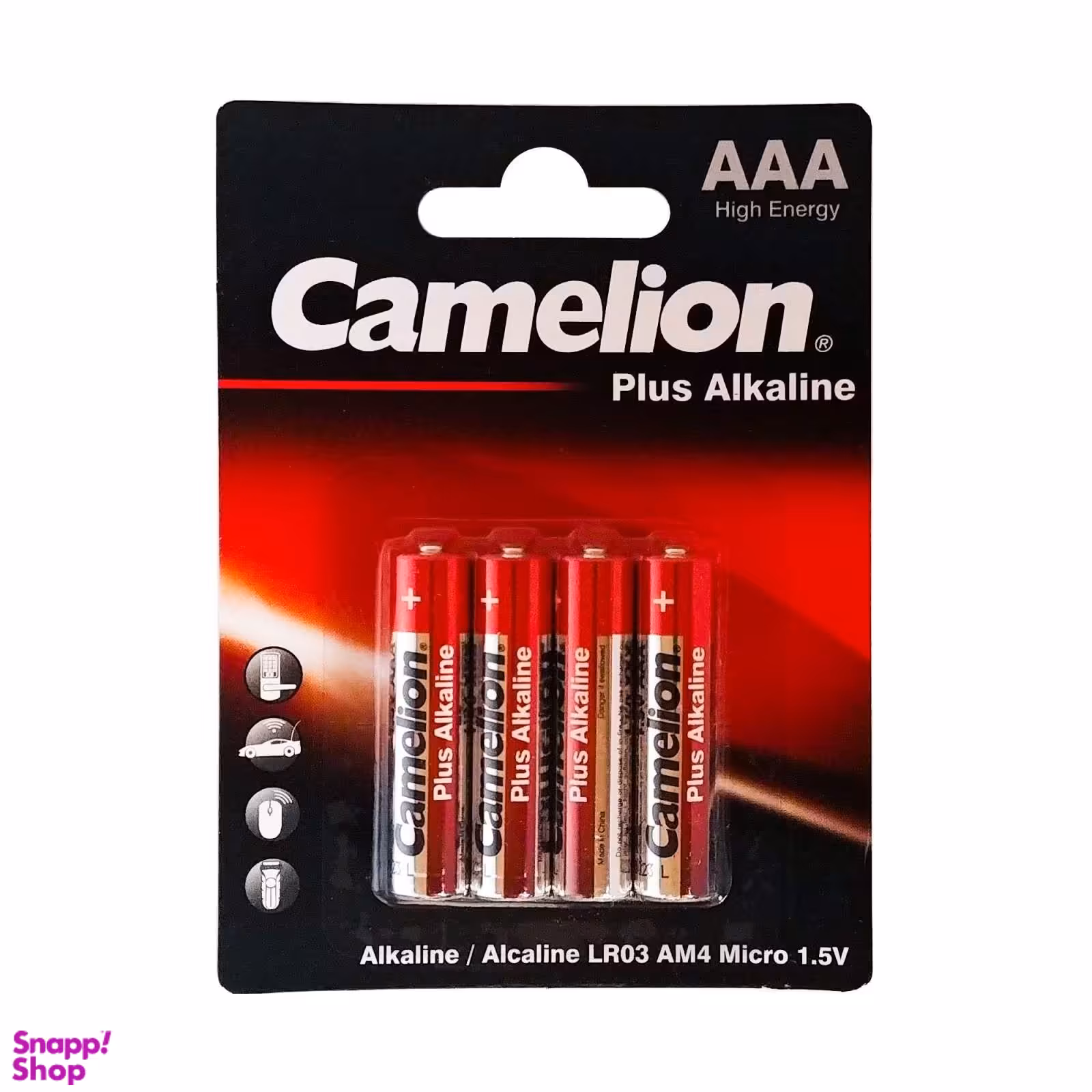 باتری نیم قلمی کملیون مدل پلاس آلکالاین بسته 4 عددی رنگ قرمز