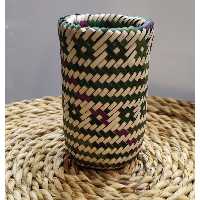 جای قلمی داخل سفال با روکش حصیری کار درست ارتفاع 12 سانتی متر