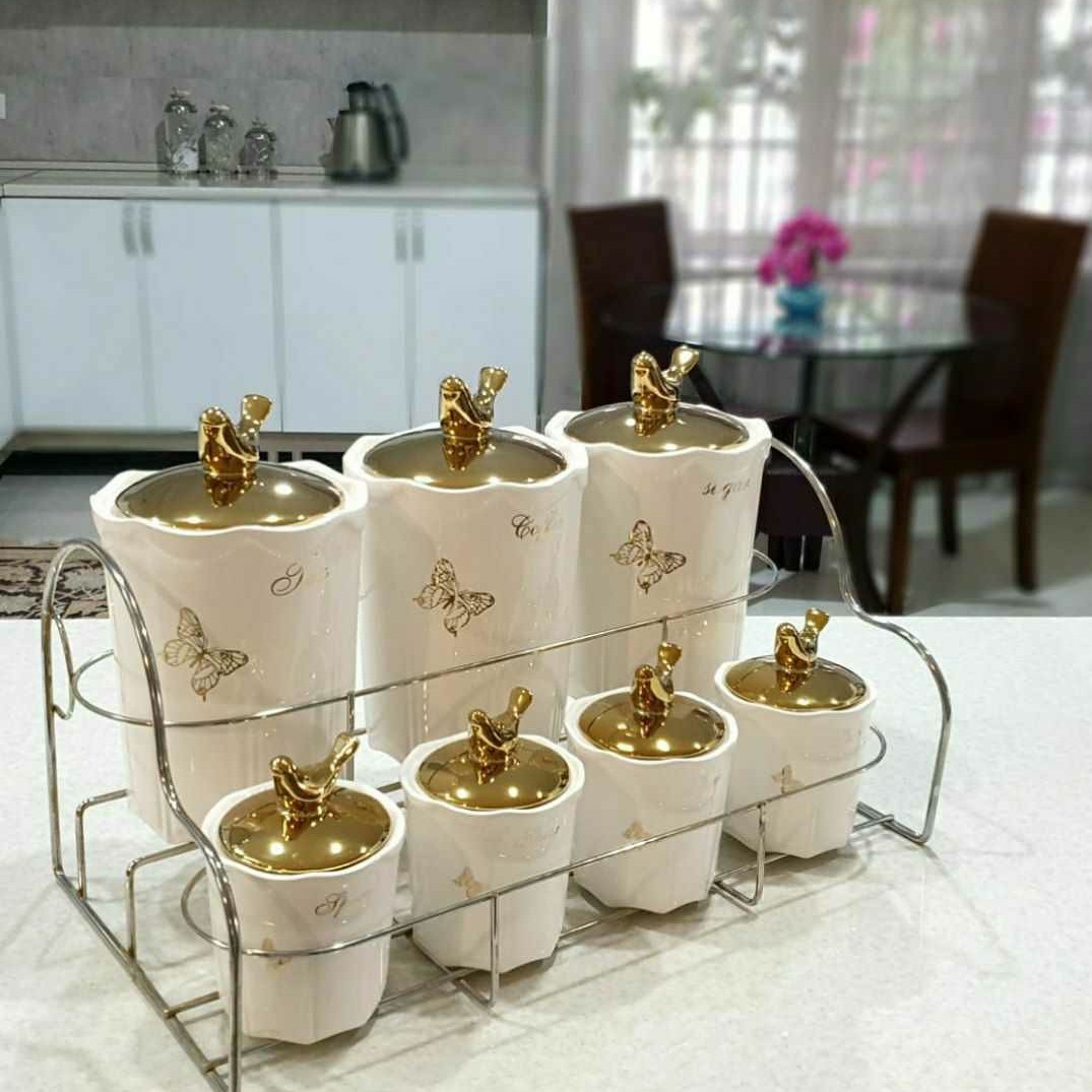سرویس پاسماوری 8 پارچه مدل پرستو گل طلا