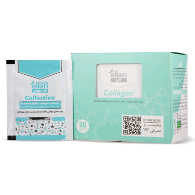 پودر کلاژن خوراکی طعم دار حاوی شیرین کننده سوکرالوز بسته 30 عددی