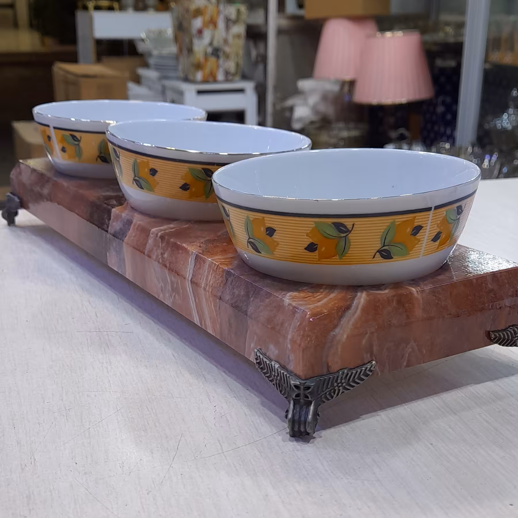 اردو خوری 3 خانه پیاله چوبی مدل دار طرح ورساچ پیاله چینی