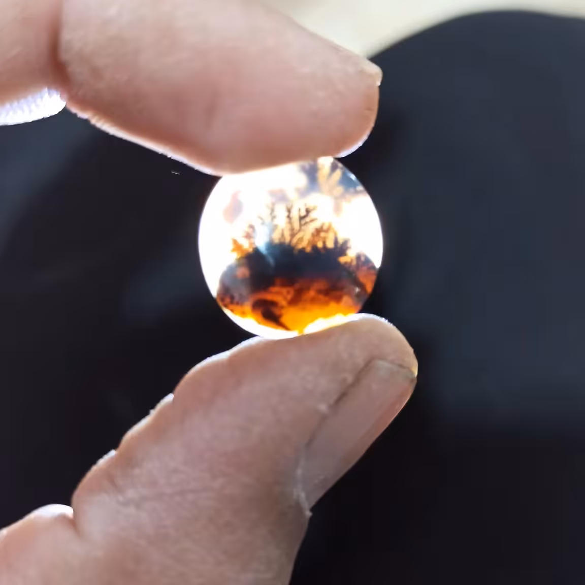 نگین عقیق شجر قاعن زمینه طوسی