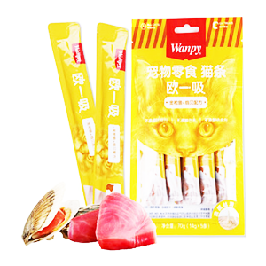 بستنی گربه برند ونپی با طعم ماهی تن و اسکالوپ بسته 5 عددی wanpy