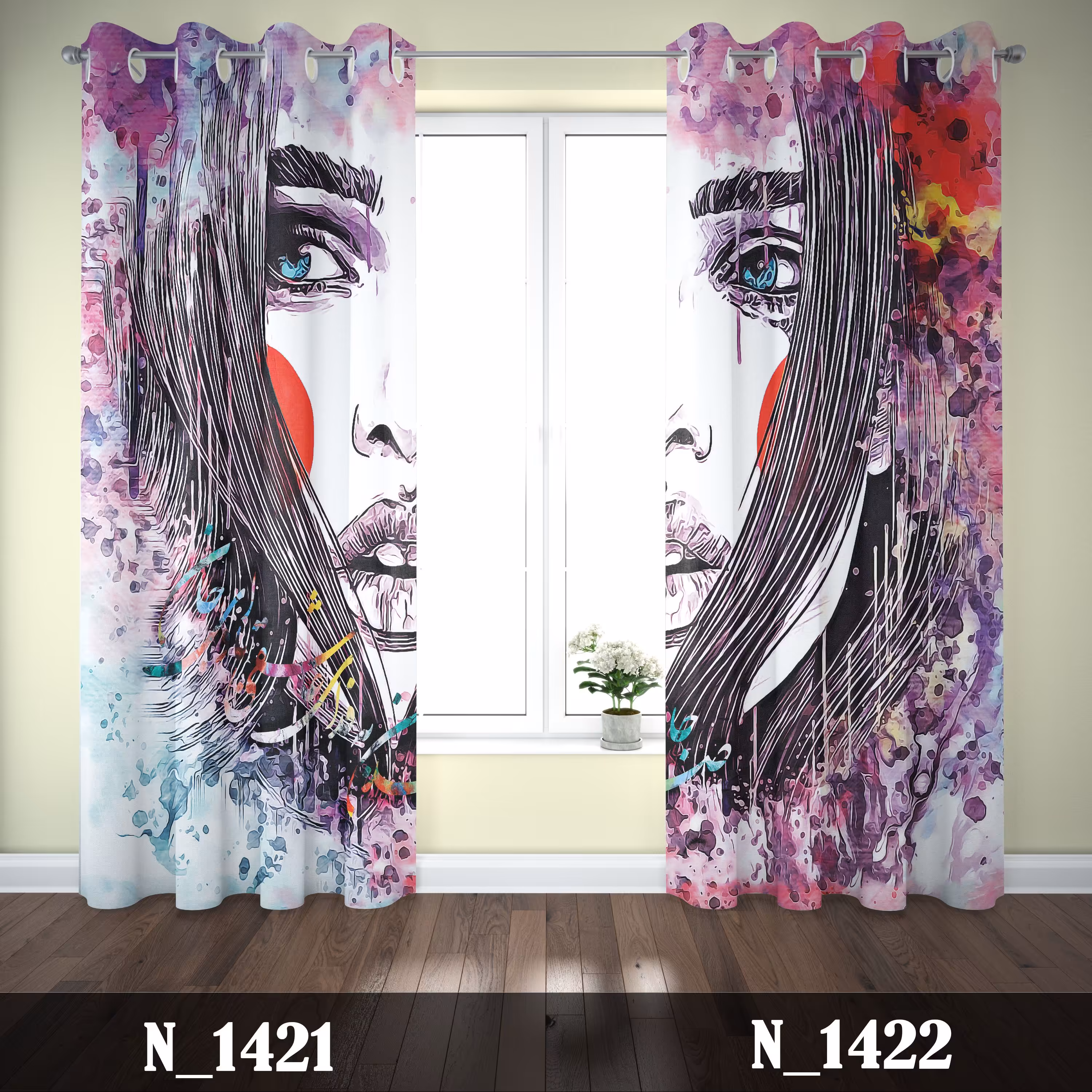 پرده چاپی پانچی طرح چهره 