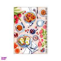 دفتر مشق 100 برگ بامبیلیپ طرح پترن صبحانه و گل های لاله کد 8919744