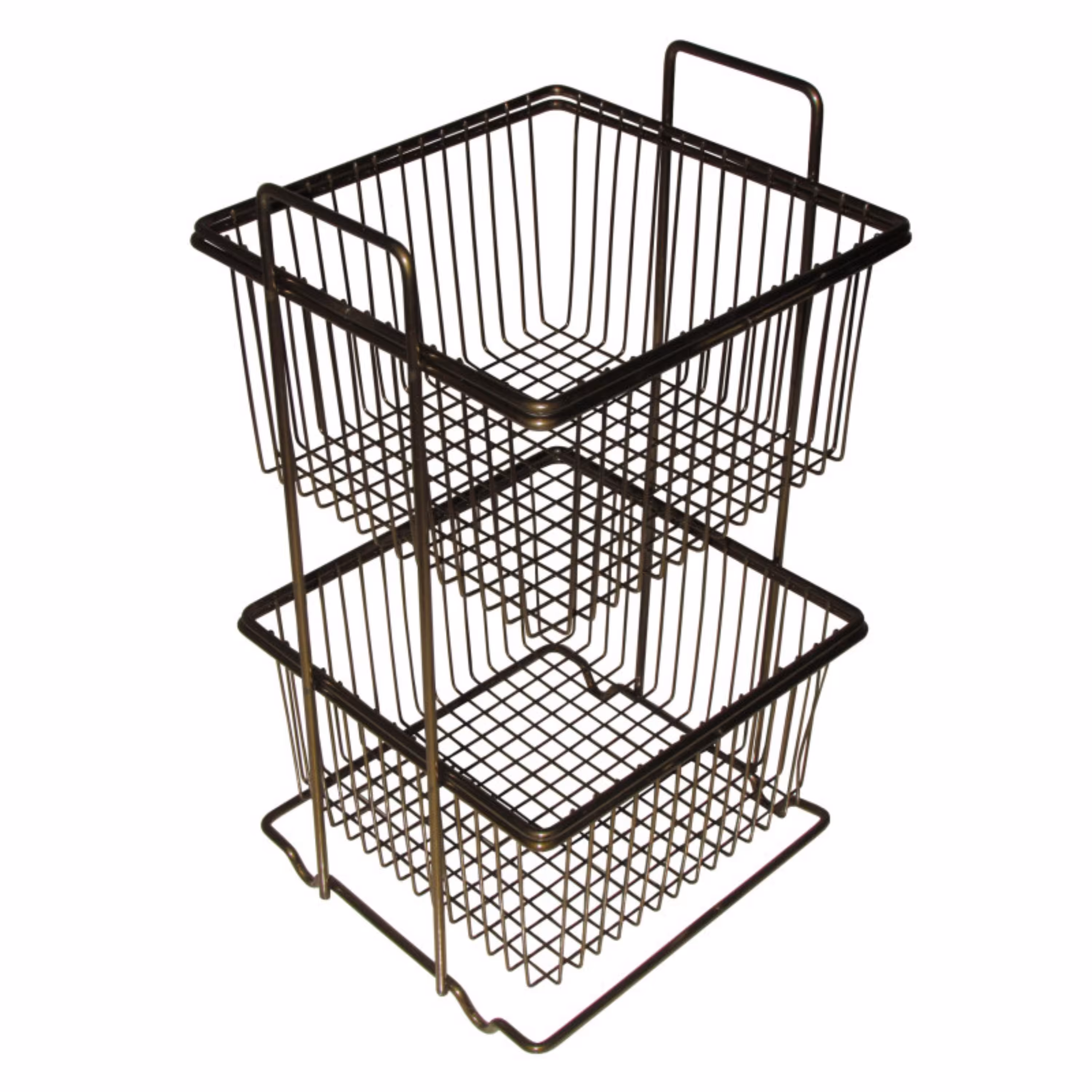 سبد سیب زمینی و پیاز فلزی مشکی 2 طبقه مربع    