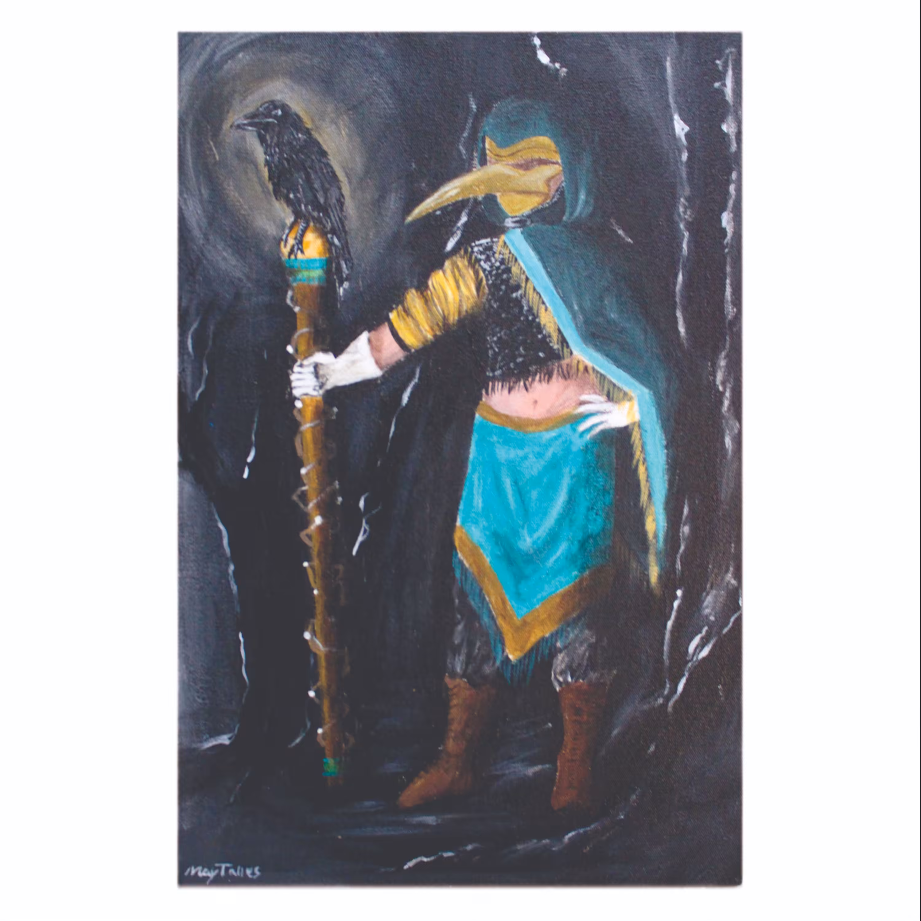 تابلو نقاشی اکریلیک فانتزی مدل نگهبان شب سایز کوچک