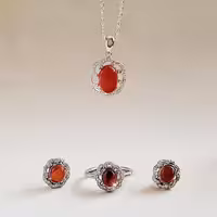 نیم ست نقره زنانه تایلندی عقیق یمنی 