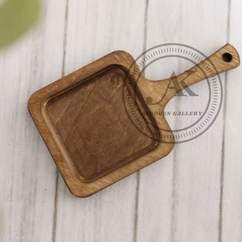 زیر لیوانی چوبی دسته دار مربع