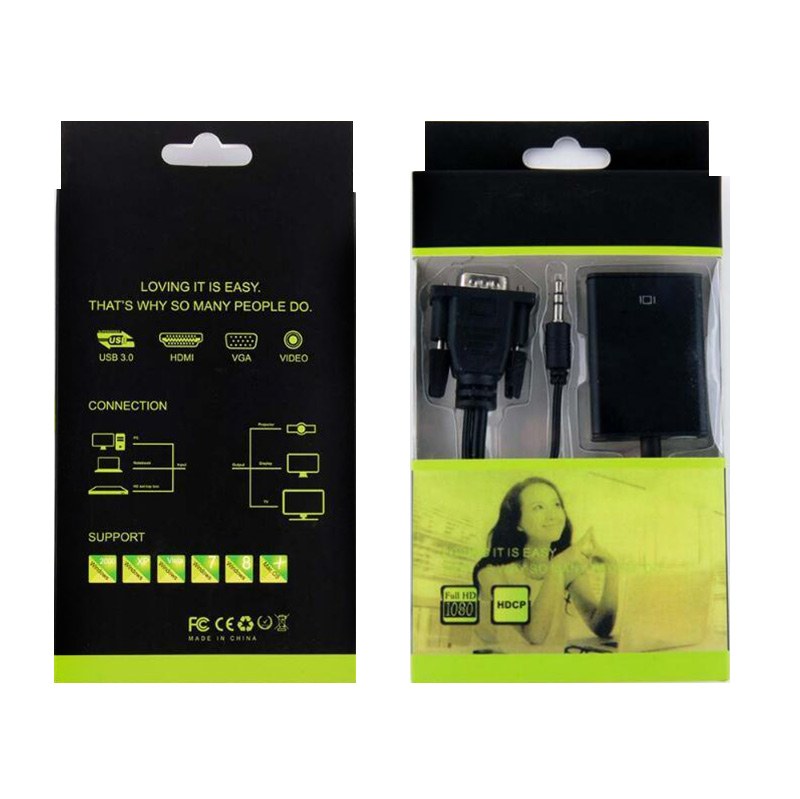 تبدیل VGA به HDMI با کابل صدا و میکرو USB مدل HDCP 