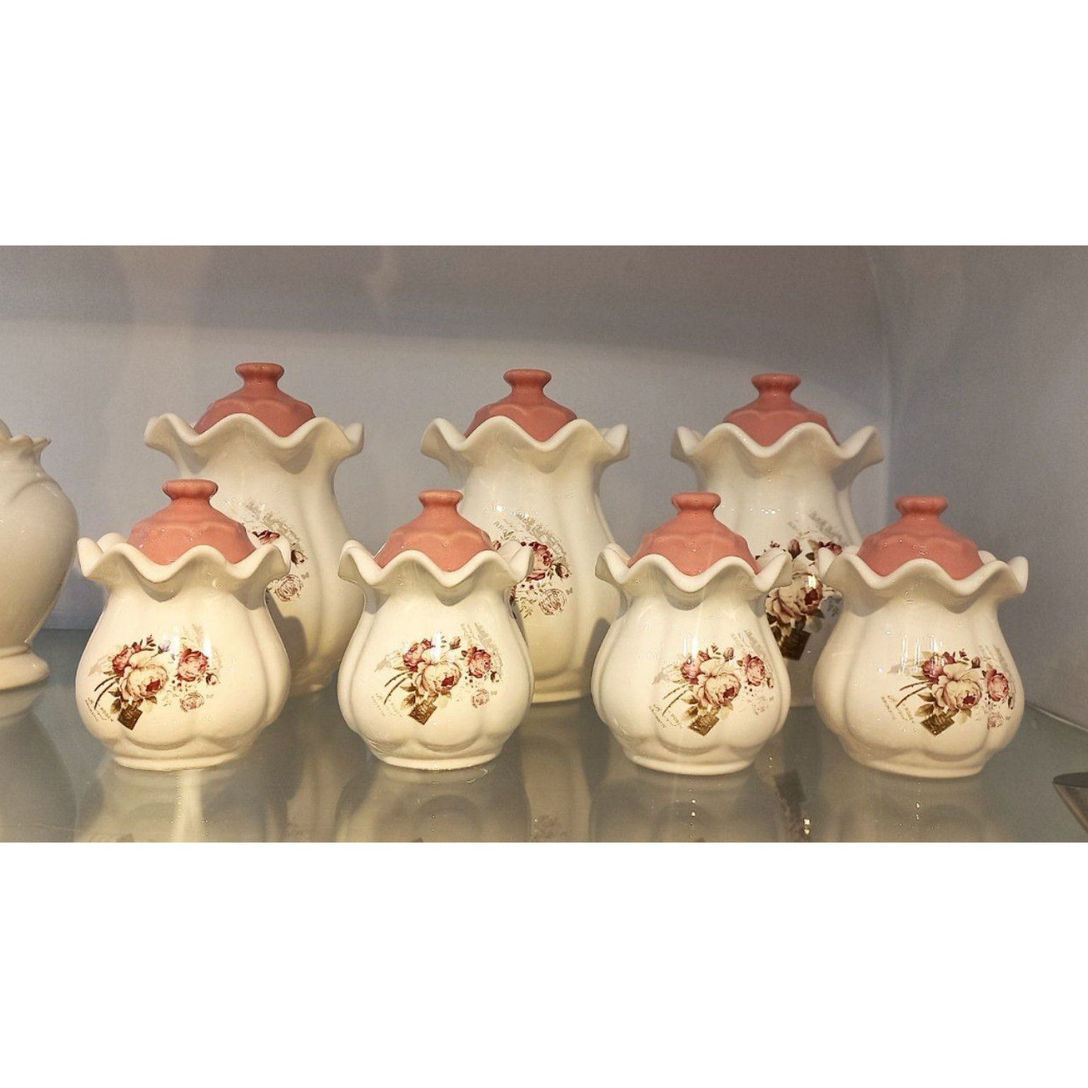 سرویس پاسماوری 7 پارچه لب کنگره ای گلدار