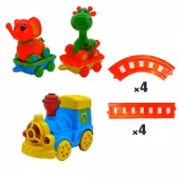 قطار بازی باطری خور حیوانات نشکن دو حالته همراه با واگن های ماشینی