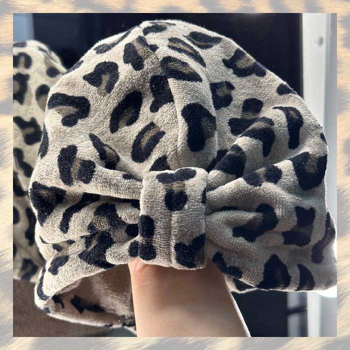 کلاه حوله ای حمام طرح پلنگی