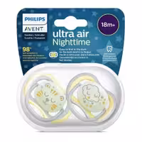 پستانک  18 ماه شب تاب اولترا ایر مدل شیر و ابر زرد فیلیپس