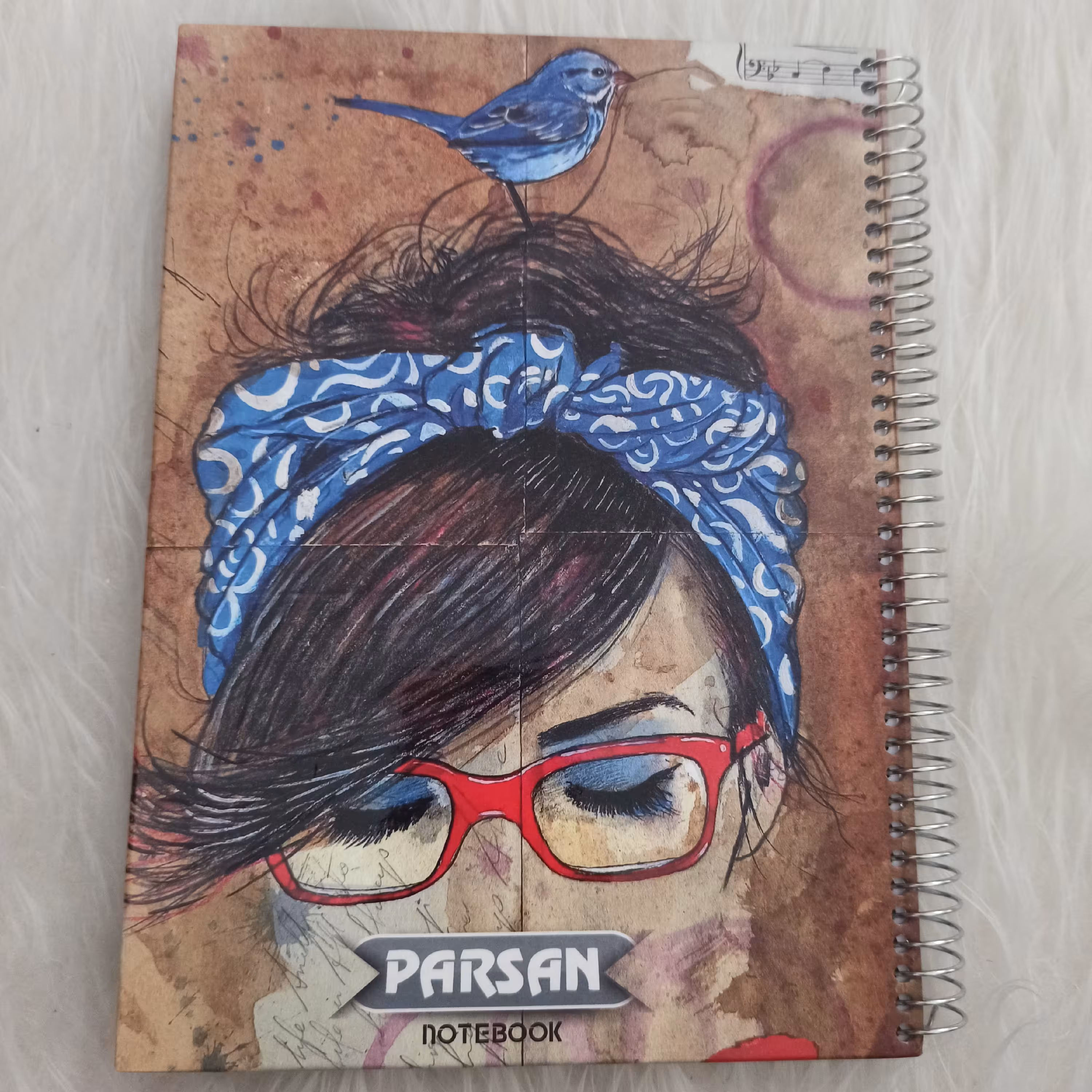 دفتر سیمی خط دار، جلد سخت، 100برگ سایز 23*17،طرح 8