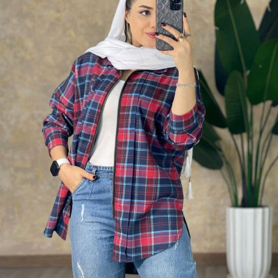 مانتو جلوزیپ چهارخونه