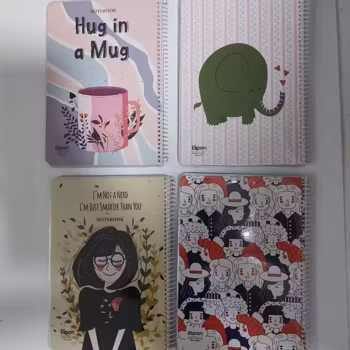 دفتر 100 برگ تک خط فنری جلد شده ایندربرد طرح دخترانه الیپون آساناپخش 