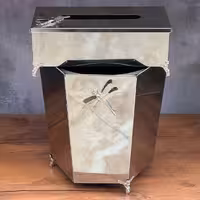 سطل و دستمال کاغذی استیل نقره ای براق 