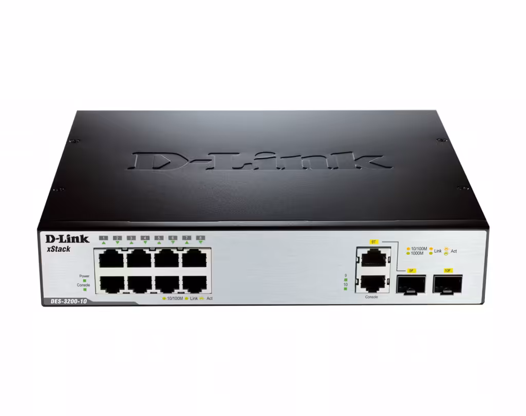 قیمت و خرید سوییچ شبکه مدیریتی 9 پورت   1 پورت SFP دی لینک مدل 10-DES-3200 | نت ران