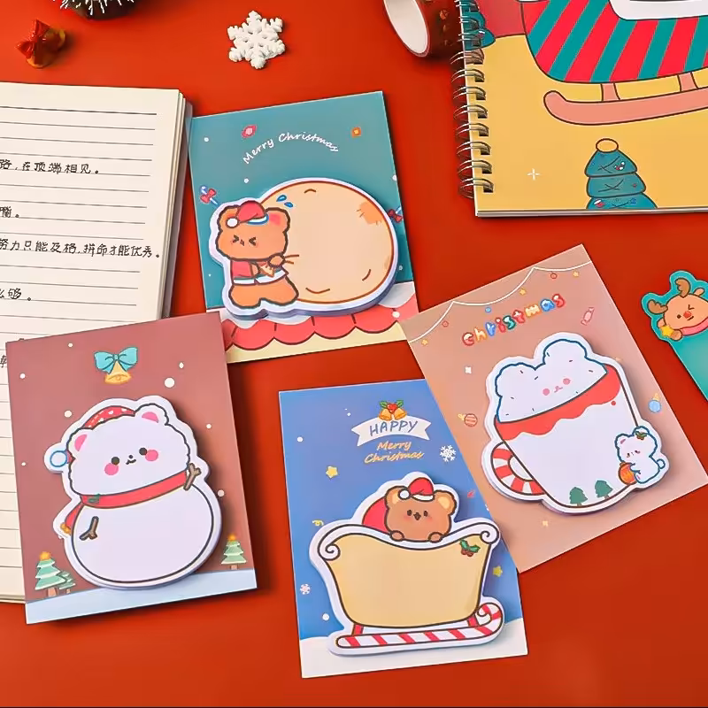 استیک نوت برگه یادداشت کارتونی کیوت طرح کریسمس 4 طرح