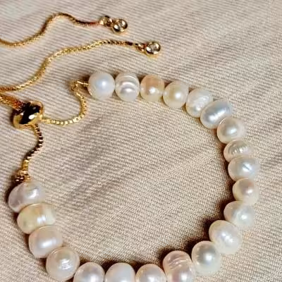 دستبند مروارید پرورشی اصل با بند آسانسوری