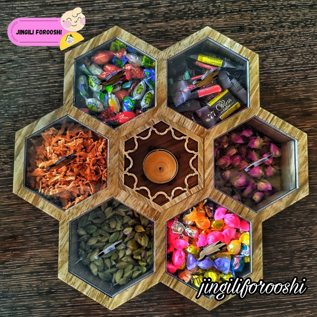 جعبه پذیرایی تی بگ وارمردار طرح کندو 6ضلعی