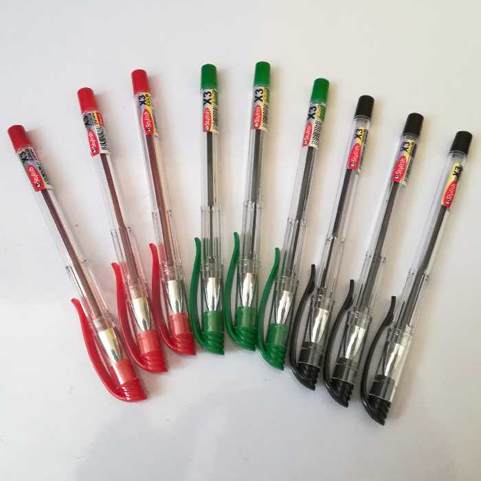 خودکار استایلیش X3 (نوک نوشتاری هفت دهم و یک میل) کیفیت عالی و بسیار روان(موجود در رنگ های آبی، مشکی و قرمز) 