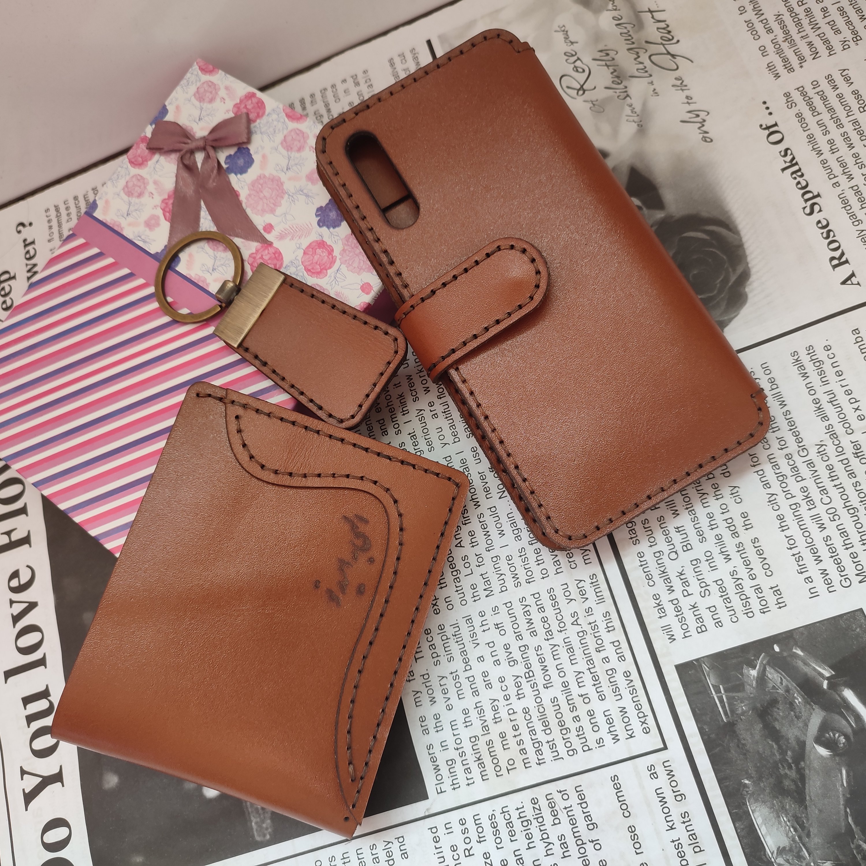 کیف پول جیبی کیف گوشیجاکلیدی چرم گاوی دست دوز