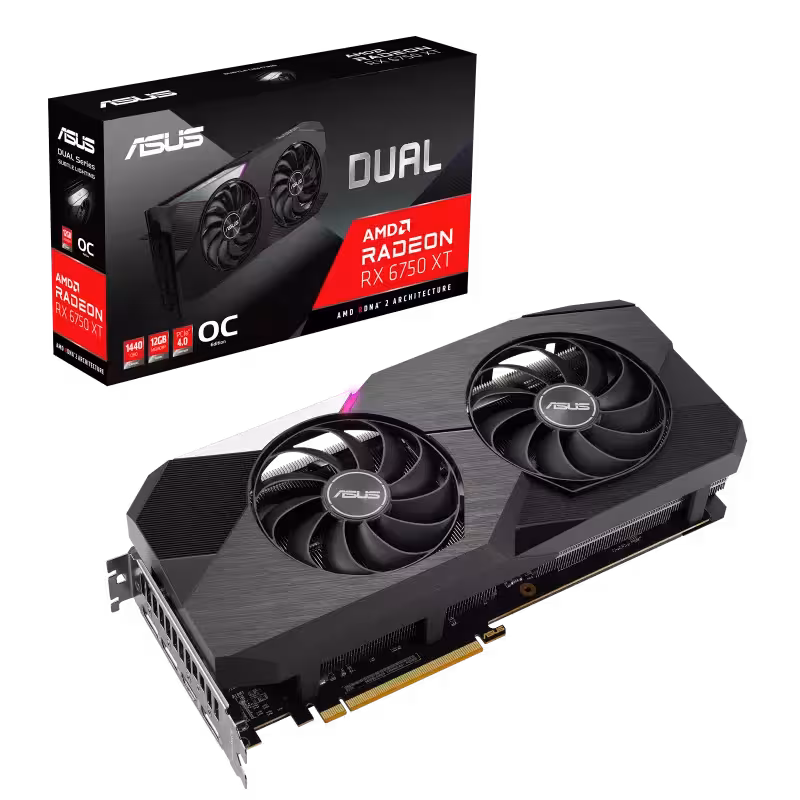 کارت گرافیک ایسوس Dual Radeon™ RX 6750 XT OC Edition با حافظه 12 گیگابایت