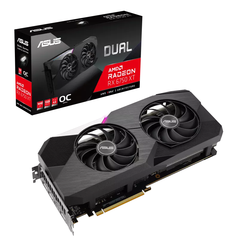 کارت گرافیک ایسوس Dual Radeon™ RX 6750 XT OC Edition با حافظه 12 گیگابایت