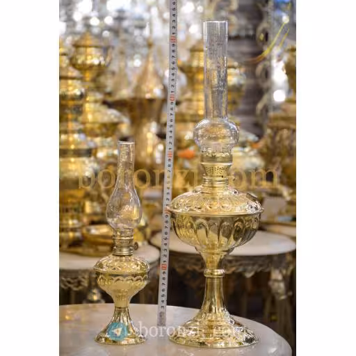 چراغ گرد سوز برنجی آینه ای کوچک