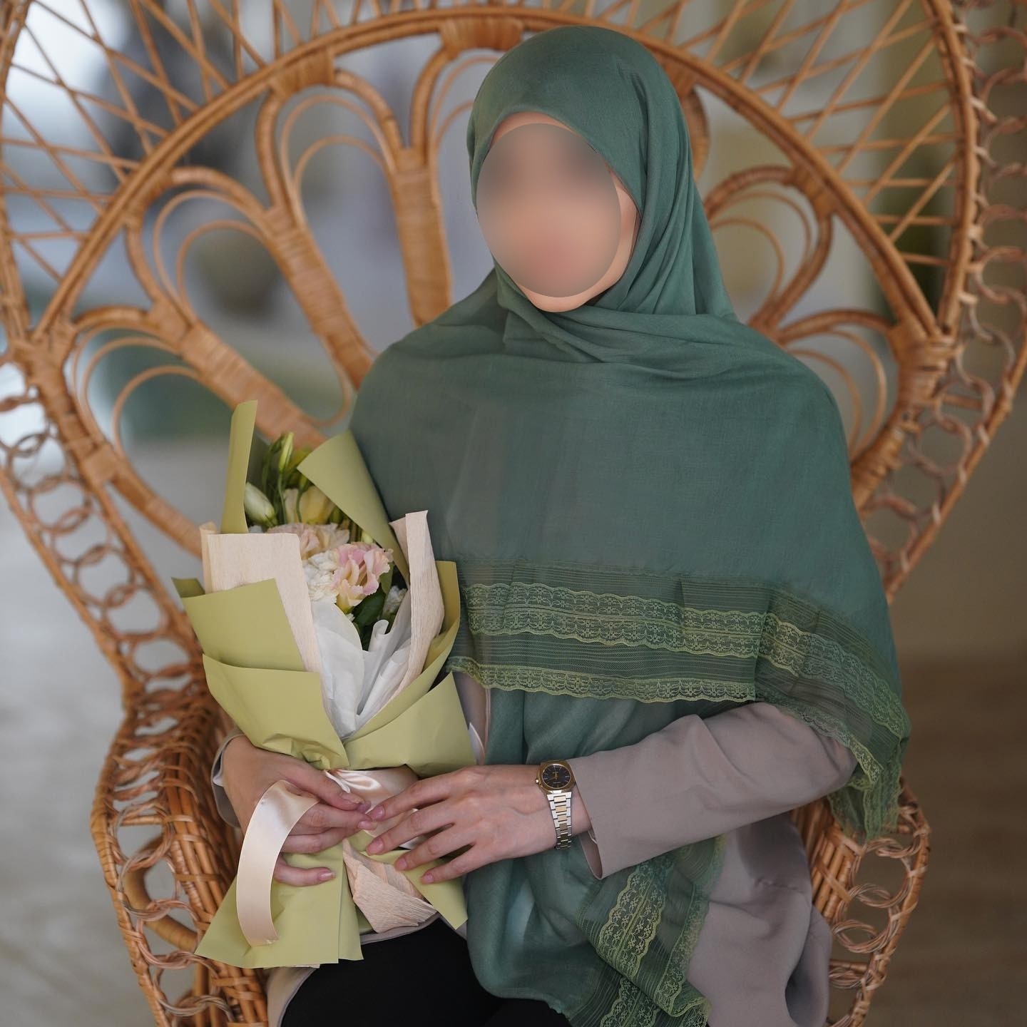 روسری نخ پنبه دور گیپور قواره 140 کد 11-125 هدیه روز مادر