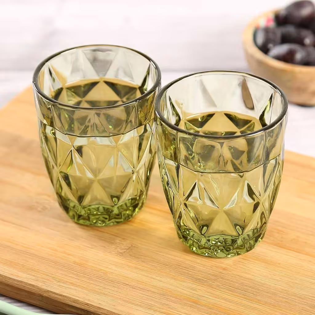 لیوان سبز طرح لوزی بسته 6 عددی