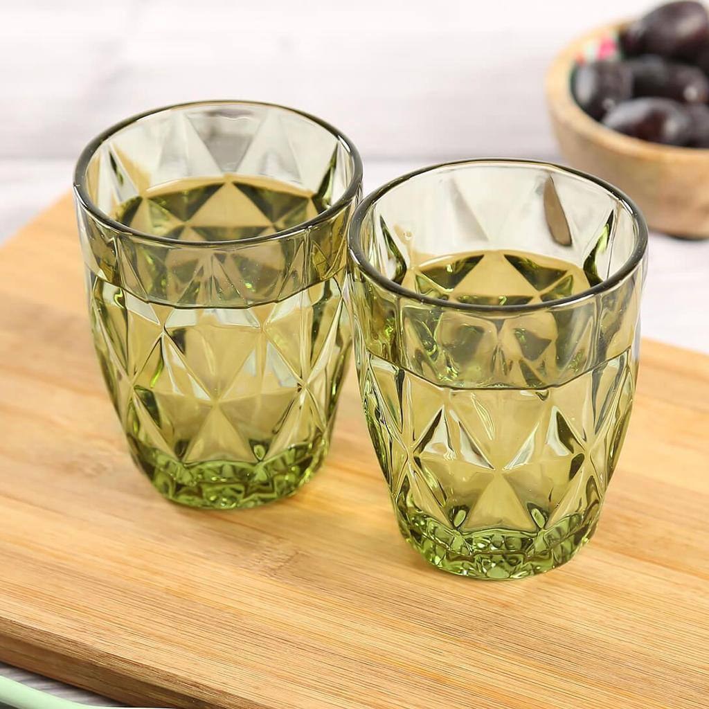 لیوان سبز طرح لوزی بسته 6 عددی