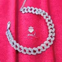 دستبند نقره کارتیر میکرو فول نگین با عیار 925 و آبکاری طلاسفید بدون ریزش نگین همراه با فاکتور معتبر