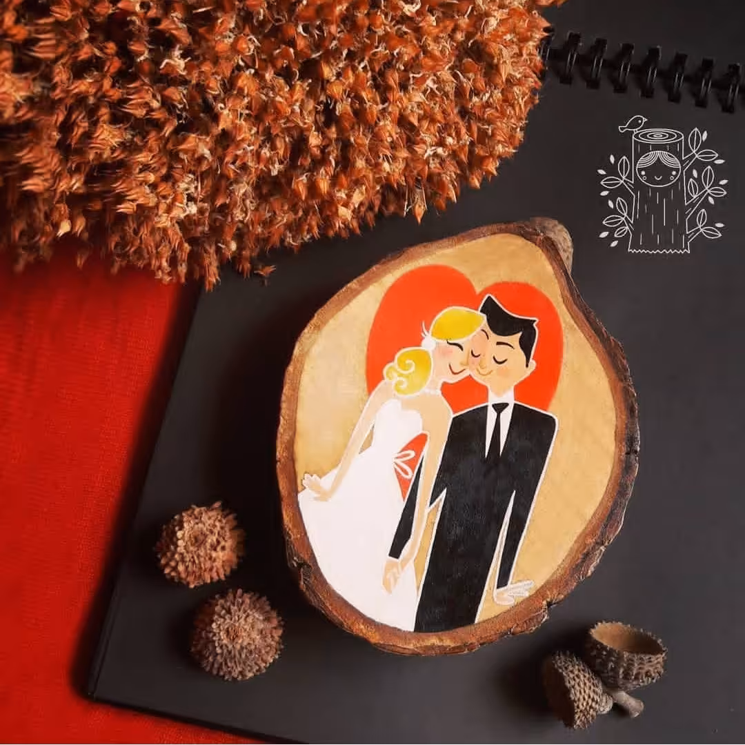 دیوارکوب چوبی عروس  داماد