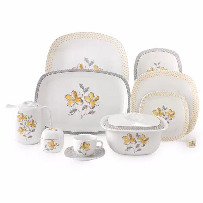 سرویس چینی زرین 12 نفره کامل والنسیا زرد (98 پارچه)