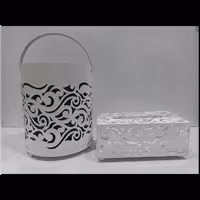 ست سطل و جا دستمالی لیزری سفید 