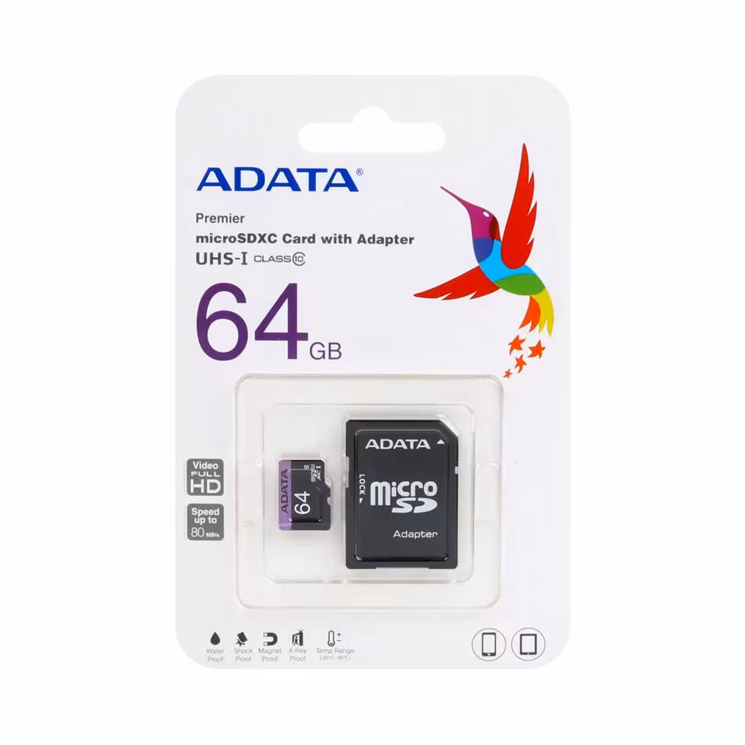 کارت حافظه microSDXC ای دیتا مدل Premier V10 A1 کلاس 10 سرعت 80MBps ظرفیت 64 گیگابایت