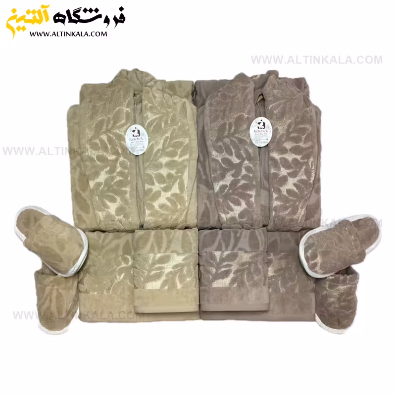 سرویس حوله عروس و داماد 10تکه ژاکارد برجسته برند KELEBEK