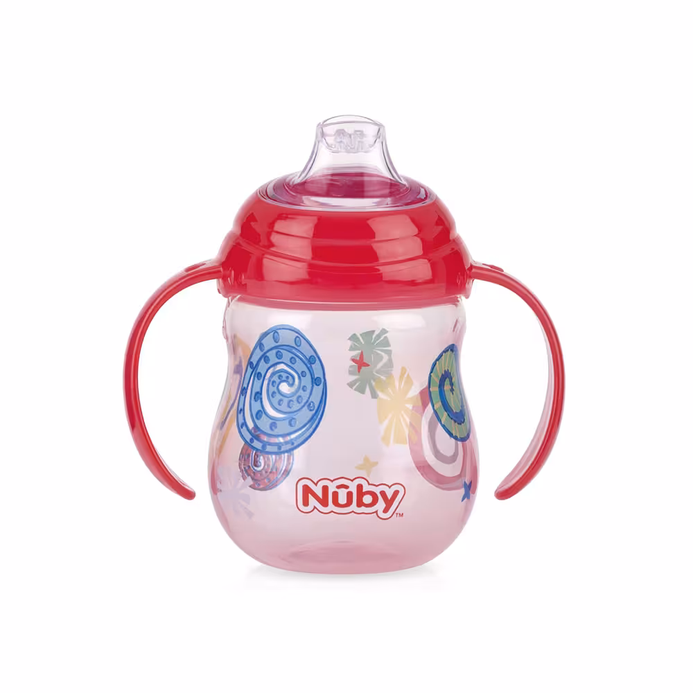 لیوان آبمیوه خوری 6  ماه نابی NUBY ظرفیت 270 میلی لیتر قرمز