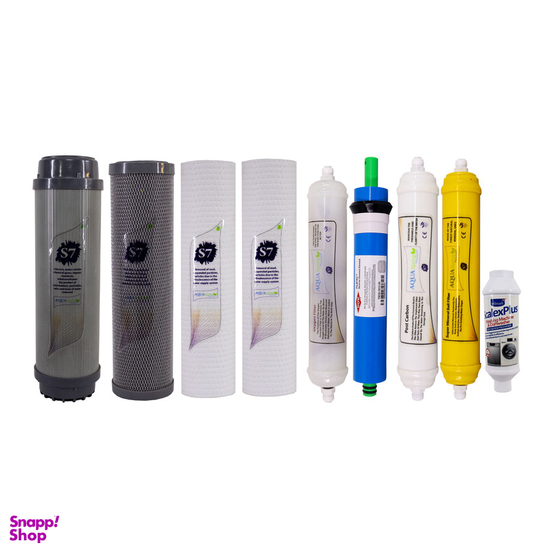 فیلتر دستگاه تصفیه آب آکوآ اسپرینگ مدل F-S7-H9A مجموعه 8 عددی به همراه رسوب گیر اسکالکس پلاس
