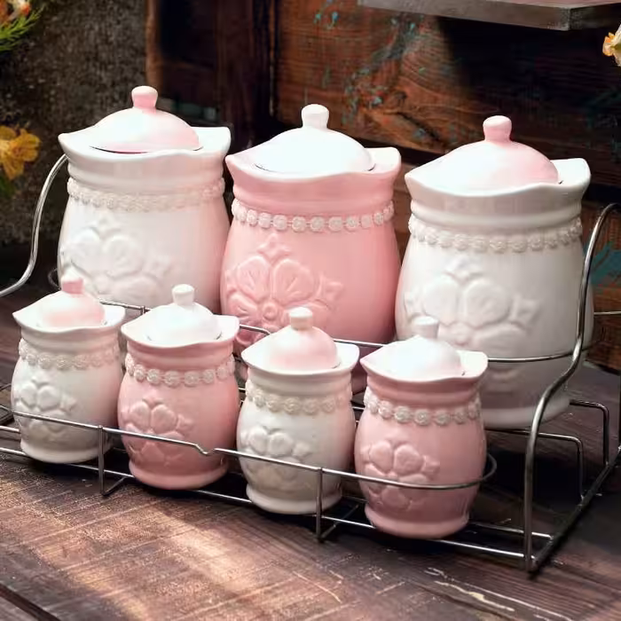 ست پاسماوری 8 پارچه مدل لارن صورتی 