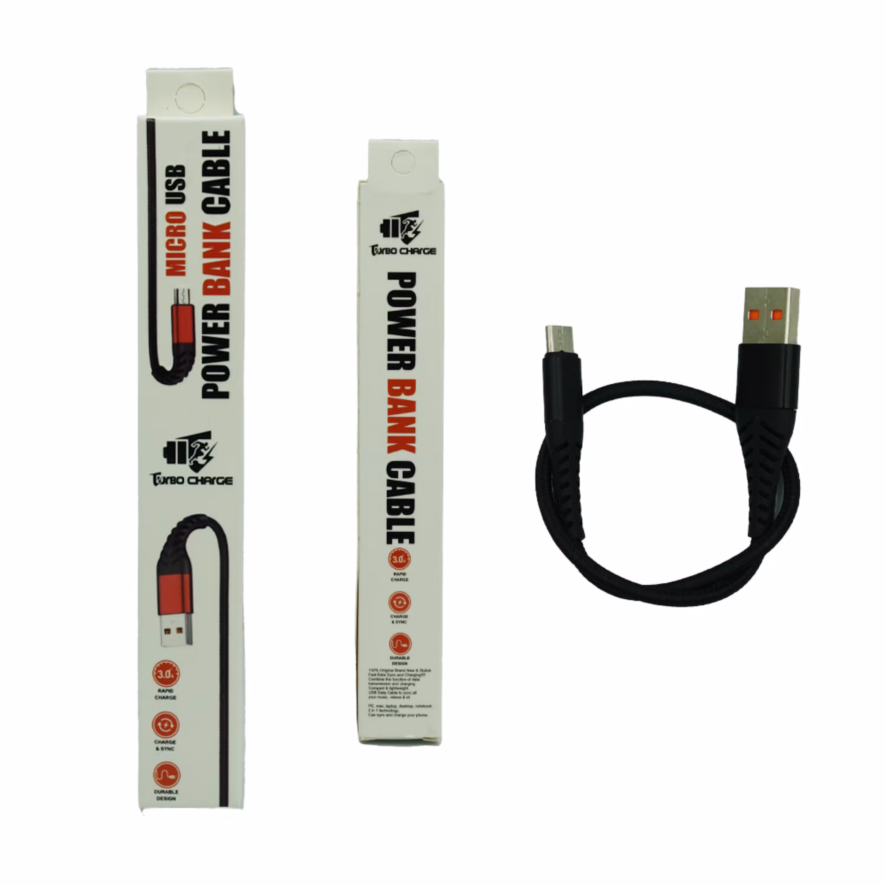 کابل MICRO پاوربانکی TURBO کنفی سرفلزی 3A