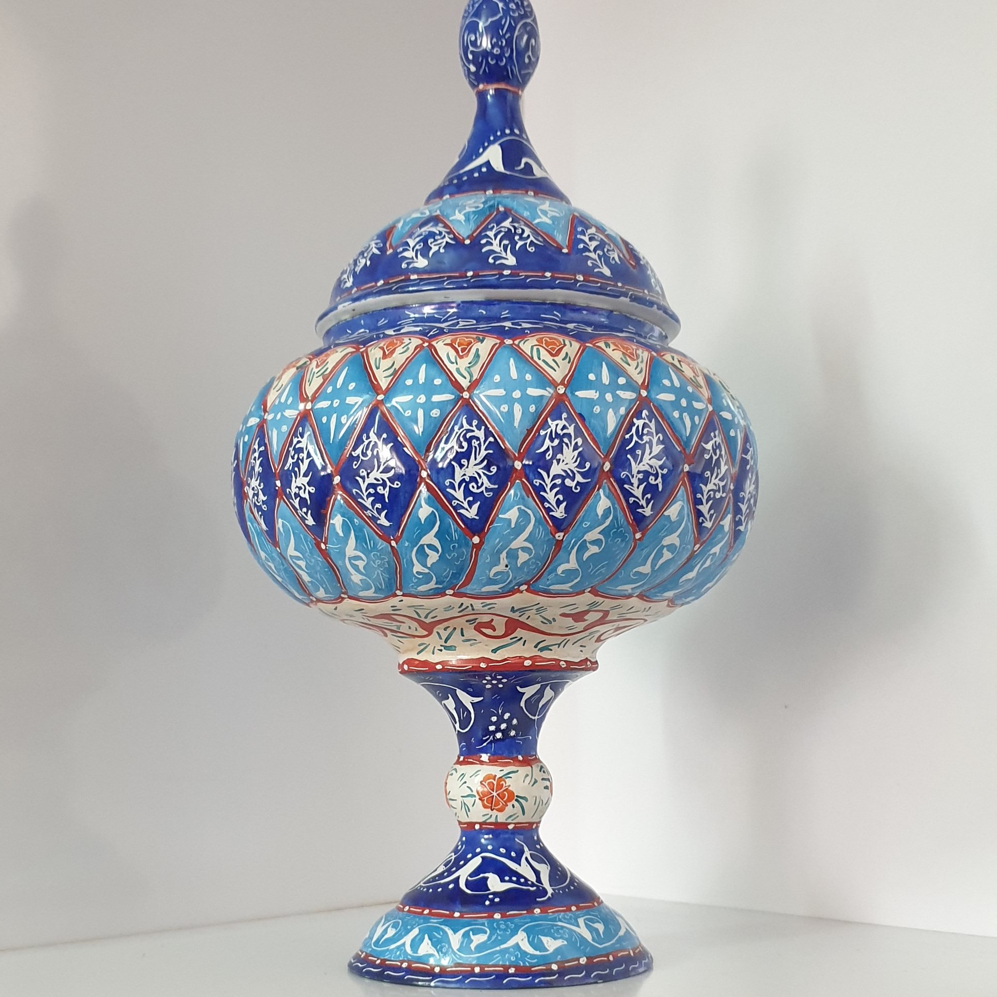 شکلات خوری پایه دار (گز خوری) 28 میناکاری طرح شکوفه اروپایی کد4