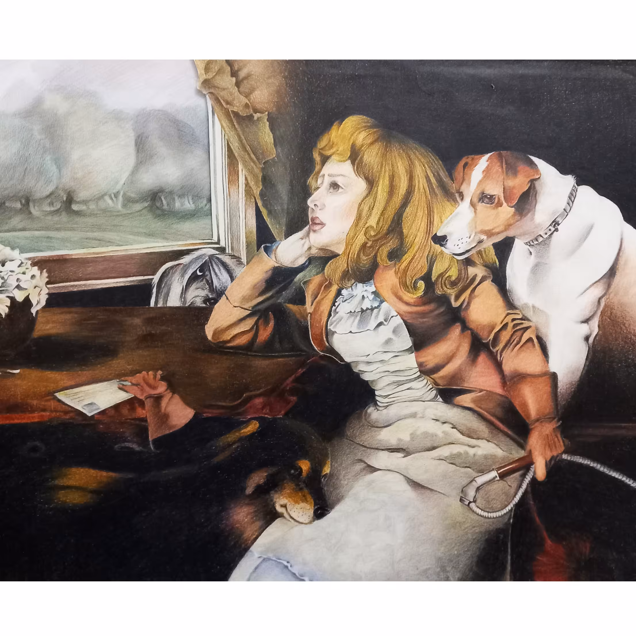 تابلو نقاشی مداد رنگی انتظار 