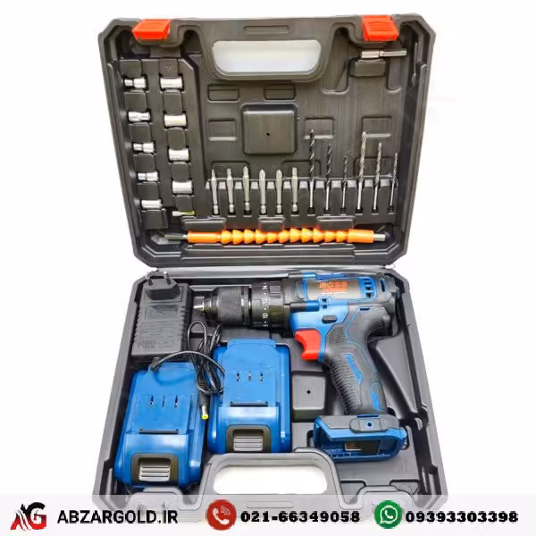 مجموعه 29 عددی دریل پیچ گوشتی چکشی شارژی باس صنعتی مدل NP-CD